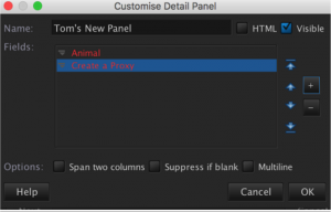 Customise details panel eg